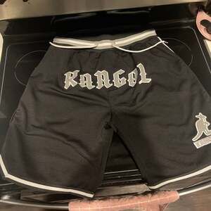 Kangol Men's Black Gothic Script Mesh Basketball Shorts